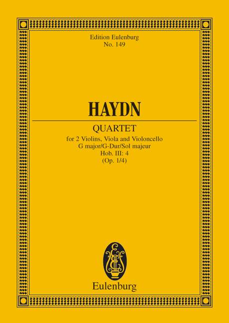 Haydn: String Quartet G major Opus 1/4 Hob. III:4 (Study Score) published by Eulenburg